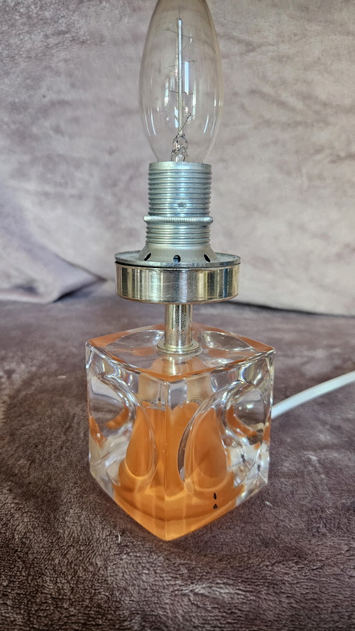 Lamp base cube resin orange retro