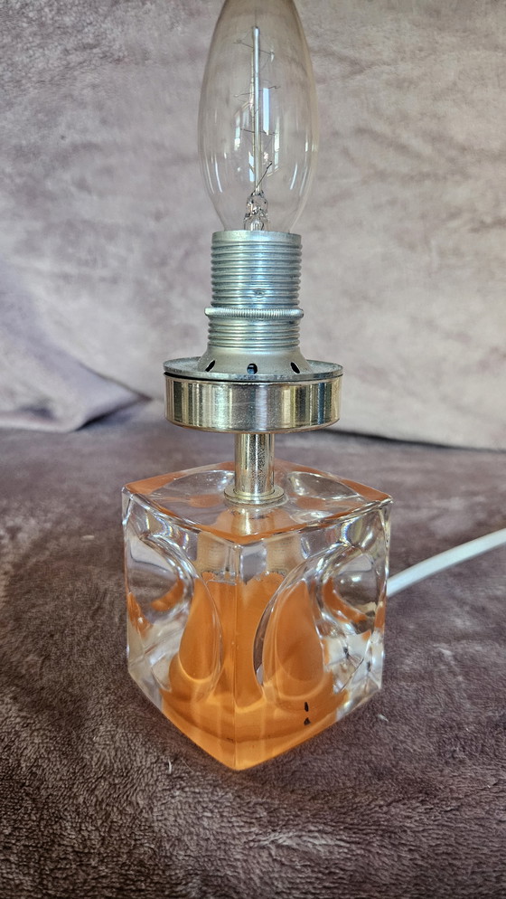 Image 1 of Lamp base cube resin orange retro