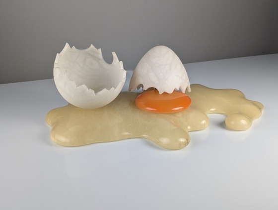 Marco Ricciardi Broken Egg Alabaster Table Lamp Sculpture, Italy, 1980s – Metal, Plastic (photo 10 of 21)