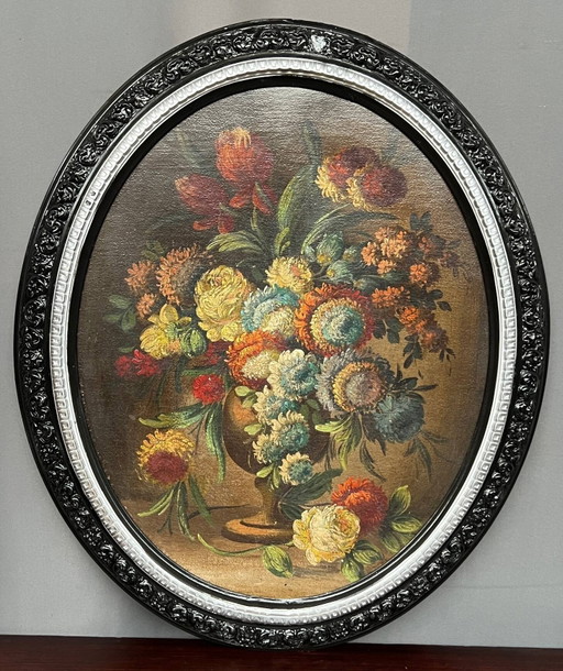 Old still life with flowers. – schilderijen tekeningen, Wood, Canvas (photo 2 of 7)
