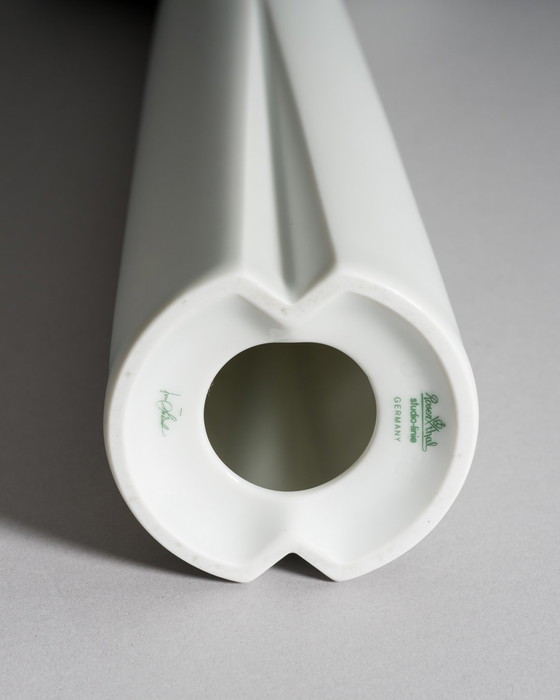 Image 1 of Rosenthal Duo: Sculptural White Porcelain Icons by Lino Sabattini candleholder & Claus Josef Riedel Tulip Vase