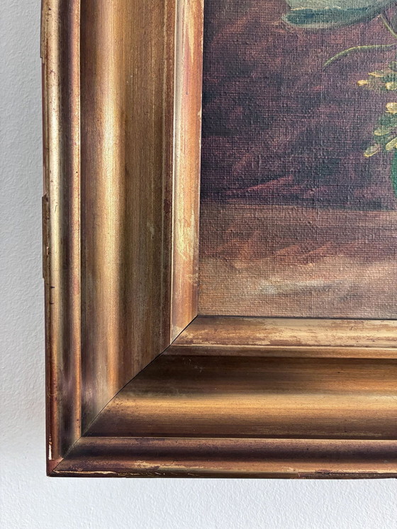Image 1 of Vintage original floral oil painting, signed flower art