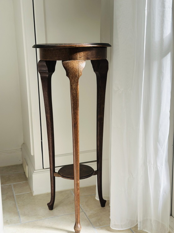 Jugendstil Art Deco Pflanzentisch Cabriole Beine, Holz, Braun (Foto 3 von 12)