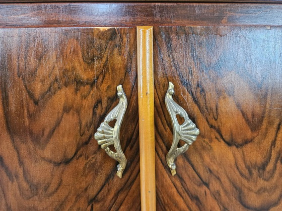 Image 1 of Mahagoni-Maser-Frisierkommode mit weißer Marmorplatte