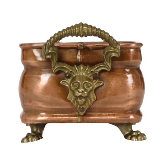 Fioriera antica in rame con piedini a zampa di leone e teste di leone, XIX secolo. – Vasi per piante, Copper (photo 4 of 14)