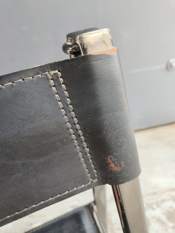 Image 1 of Zwart Lederen Vintage Jaren 70 "Tamara" Folding Chair by Arrben Italy