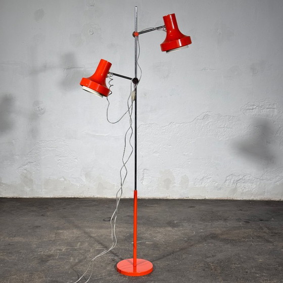 Josef Hurka Oranje Dubbelschalige Vloerlamp, jaren 60 – Vloerlampen, Chrome (photo 3 of 10)