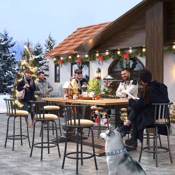 Image 1 of 2x sgabelli da bar girevoli marroni Urban Meuble in stile bistrot con poggiapiedi, 2 possibili altezze di seduta 62/73 cm Pistil