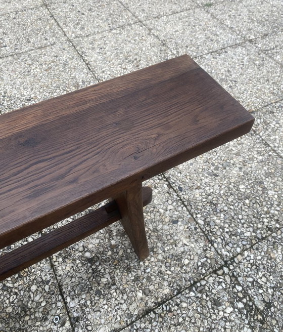 Banc de ferme en bois massif chêne 150cm pour table de ferme rustique 1950, Marron, Rustic (photo 6 sur 14)