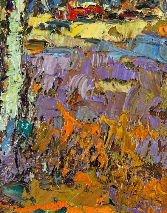 Image 1 of Originales Ölgemälde: Herbstwaldlandschaft – Junge Espen lauschen der Stille