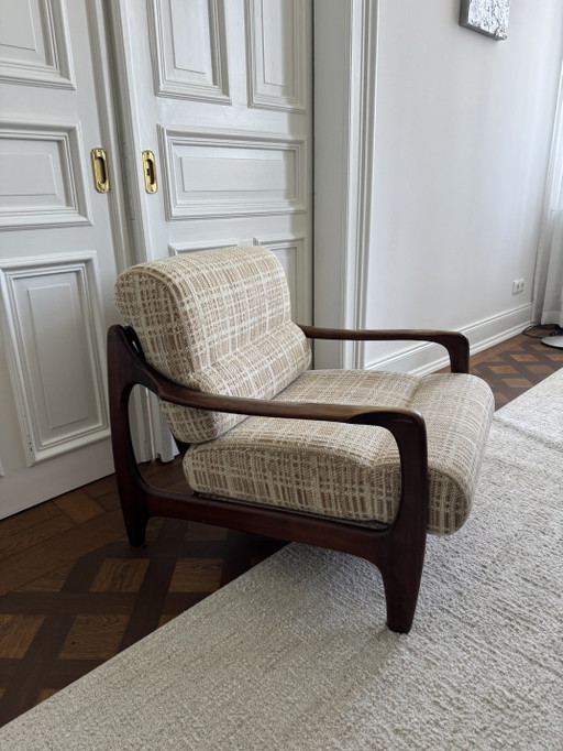 Fauteuil lounge en teck, style mid-century, design danois