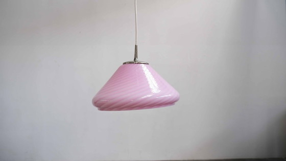 Image 1 of Vintage "Pink Murano" hanglamp, Italiaans design uit de jaren 70 (Mid-Century).