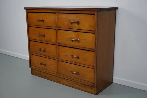 Dutch industrial beech medicine cabinet, mid-20th century