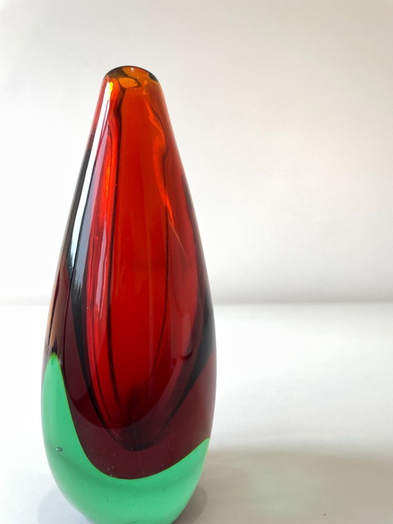 Image 1 of Murano vase Sommerso Flavio Poli – Green and red – Italy, 1950s-1960s