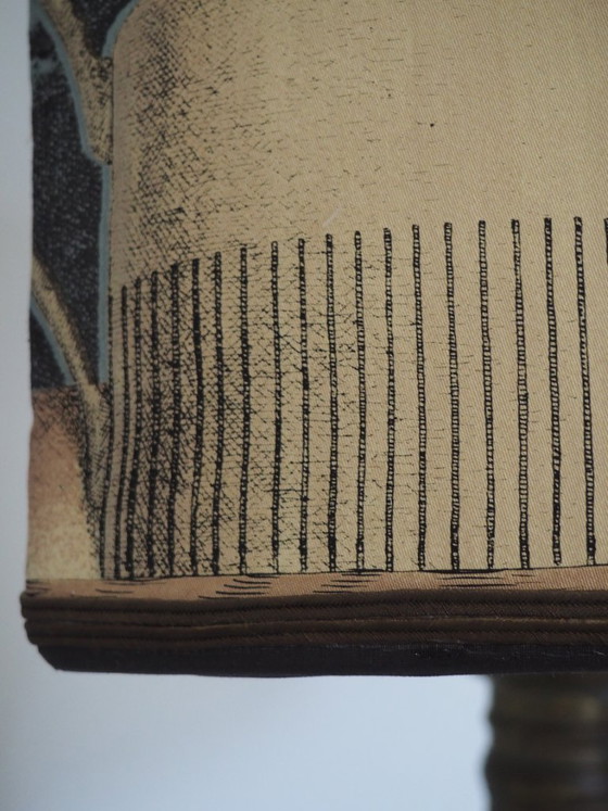 Image 1 of Large Filagree bronze table lamp/shadow Fornasetti fabric