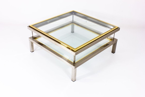 Image 1 of Brass and Chrome sliding top table
