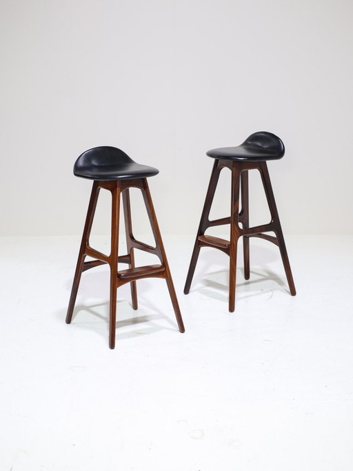 2x OD61 Barhocker Erik Buch Palisanderholz Dänisch 1960er Jahre – barkrukken, Wood, Leather