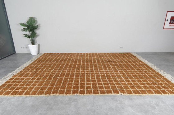 Image 1 of Alfombra marroquí personalizada con diseño de cuadrícula - Alfombra de pelo alto de 300x200 cm - Alfombra Beni ourain
