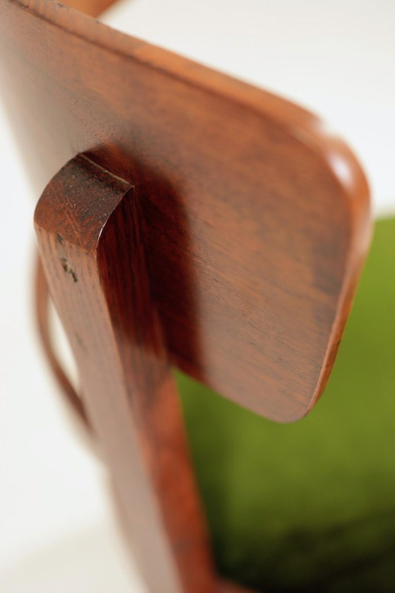 Image 1 of Silla antigua de madera de roble, estilo academia oscura, verde, madre, 1930