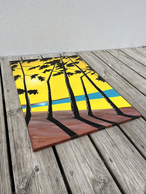 Image 1 of Acrylic and ink on canvas. 70x50cm