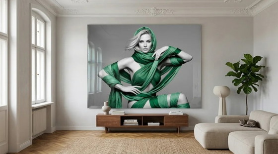 Image 1 of Quadro di lusso: sensuale ritratto di donna, stampa artistica su vetro acrilico, 180 × 105 cm.