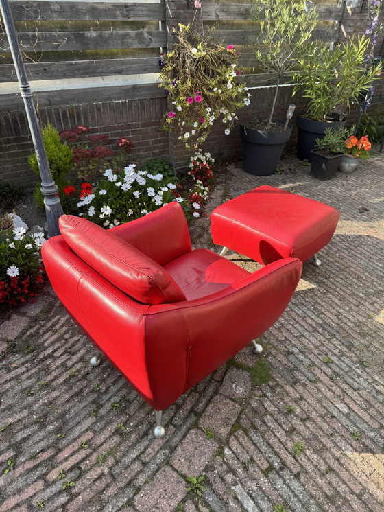 Image 1 of Nicoletti fauteuil met hocker in Italiaans design