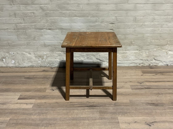 Image 1 of Authentique table de café des fermiers - 70 x 70 cm + 75 cm de hauteur