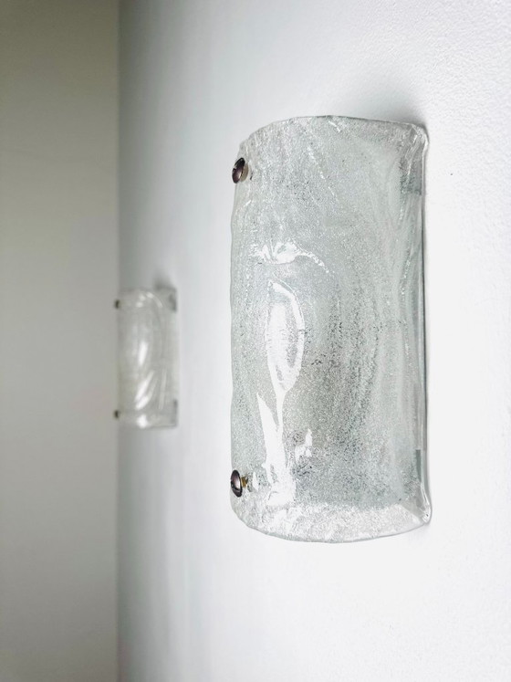 Murano Ice wandlampen van mat glas, vervaardigd door Kalmar Franken, Oostenrijk, circa jaren 1960. – Metal (photo 7 of 8)