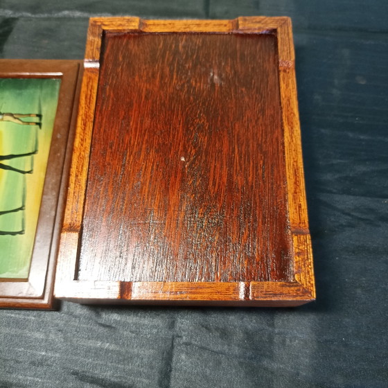 Boîte Vintage en Bois pour Cartes/Bijoux avec Peinture sous Verre Cheval – Objets déco, Wood, Glass (photo 7 of 7)