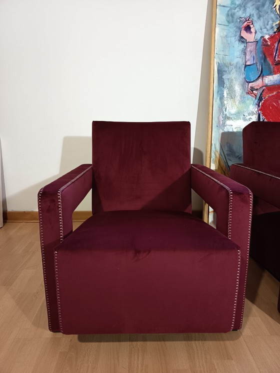 Image 1 of CASSINA 2X Poltrone 637 UTRECHT  (NUOVE MAI USATE) in Velluto 13L Ortigia/Plum con Cuciture in filo Naturale a punta Cavallo