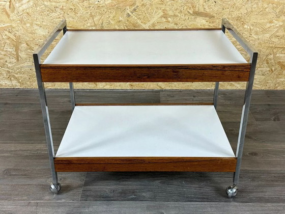 Image 1 of 60s 70s serving trolley dinette in teak & chrome Danish Modern Design