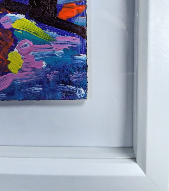 Image 1 of RIVER EXE TOPSHAM ORIGINAL ACRYLIQUE SUR TABLE NIGEL WATERS SIGNÉ 10x10cm