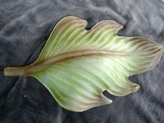 Image 1 of gigantic wall lamp painted murano glass leaf 105 cm