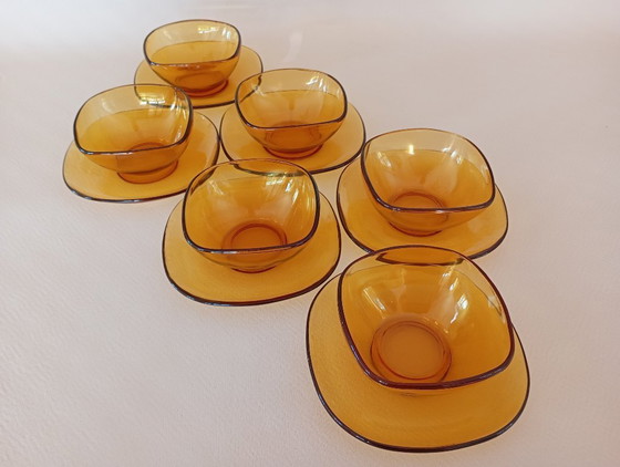 Image 1 of Coppe da dessert in ambra Vereco (Francia)