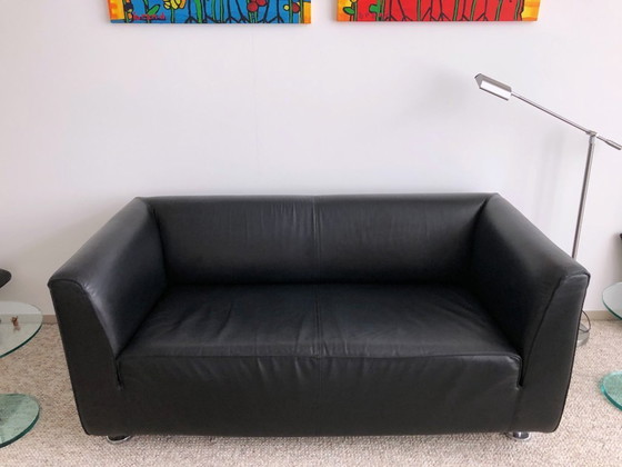 Image 1 of Sofá de dos plazas de cuero negro Gelderland 4800 Henk Vos