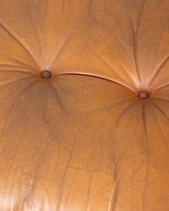 Image 1 of Vintage 70s Leather Pouf Footrest Mod. "Sapporo" Design Mobil Girgi