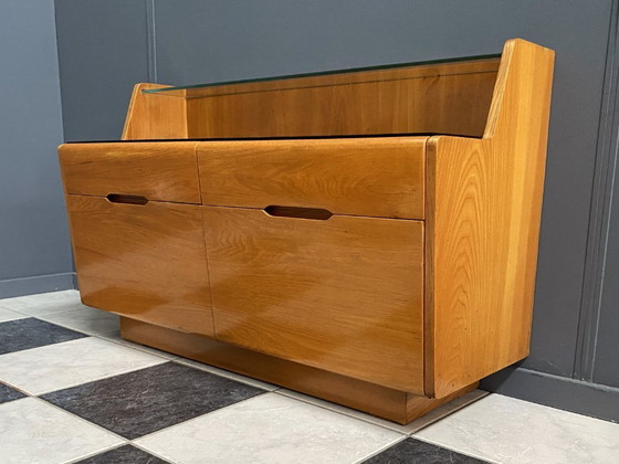 Image 1 of lowboard  with black glass top 1960s