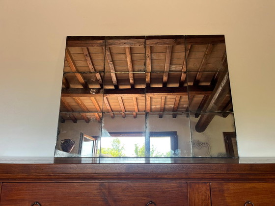 Image 1 of Set: 10 Handverzilverde en Antiqued Spiegeltegels