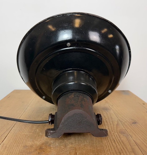 Vintage Industrial Black Enamel and Cast Iron Wall Lamp, 1960s, Wall lights, Metal, Glass (photo 12 of 15)