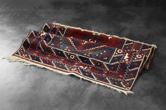 Image 1 of Vintage Red Hand-Woven Oriental Afghan Rug, 1970s