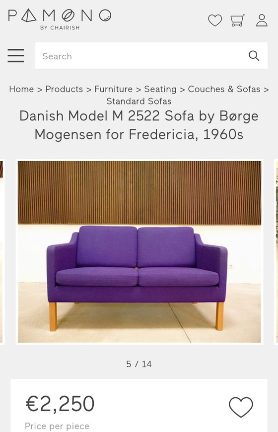 Sofá de 2 plazas Børge Mogensen para Fredericia – Textile, Wood (photo 6 of 6)