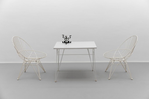 Combex Wire Chair and Combex Wire Table by Cees Braakman for Pastoe, Netherlands, 1950s, Set of 3