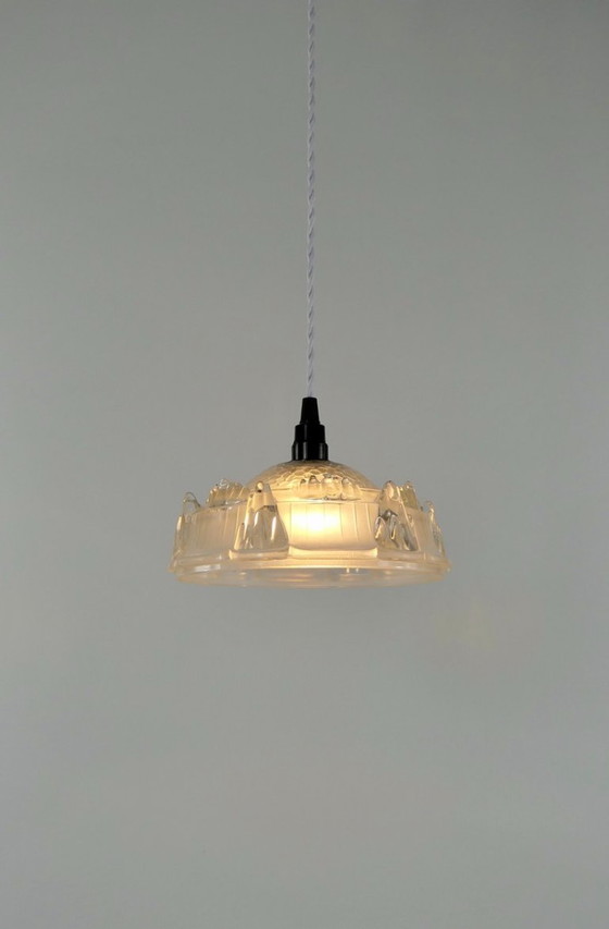 Image 1 of Lampada a sospensione vintage Ezan Art Déco con ghiaccioli