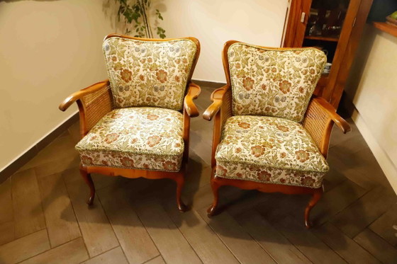Image 1 of Set aus 2 deutschen Chippendale-Rohrsesseln von Adolf Wrenger