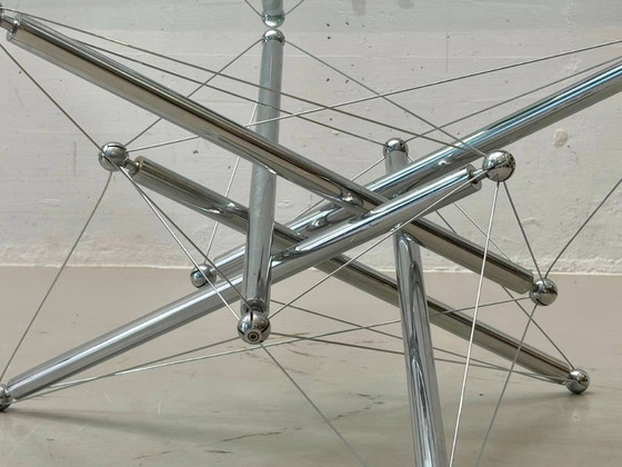 Table basse Tensegrity 713 de Theodore Waddell pour Cassina, 1973 – Tables basses, Glass, Chrome, Vintage (photo 6 of 13)