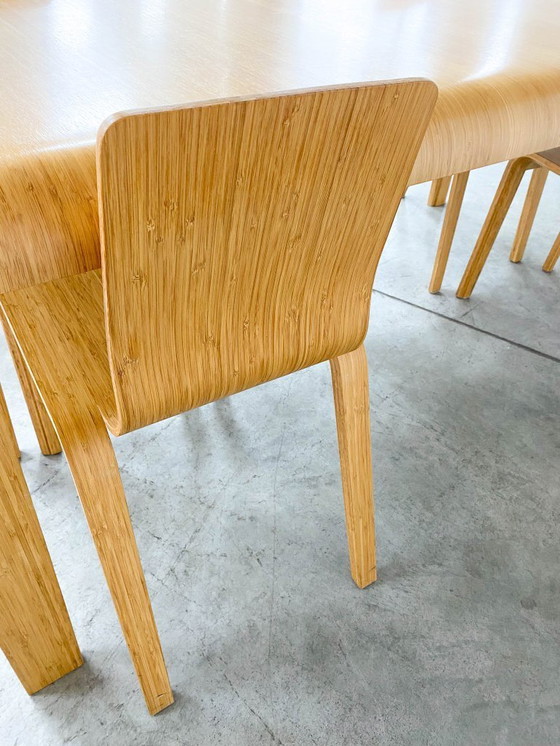 Image 1 of Bamboo Dining Set Table and Chairs by Henrik Tjaerby for Artek Studio, Set of 5