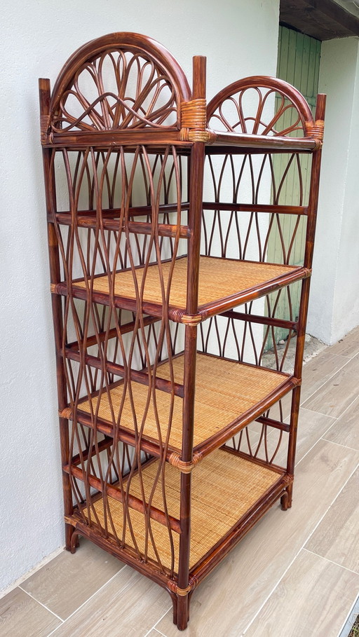 Etagère Bibliothèque Rotin Vintage
