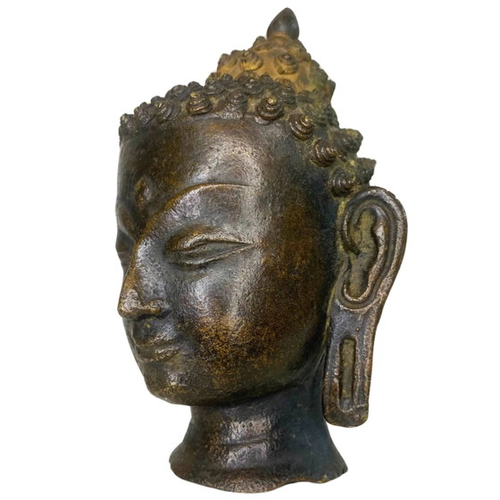 Cabeza de Buda de Bronce - Nepal - Dorado Residual – Esculturas, Bronze, Gold (photo 8 of 21)