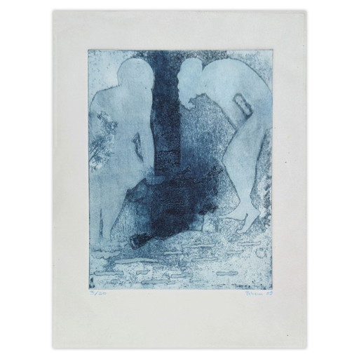 Monique Pehem (Breton-Prouté) Signed Etching Baignade Nocturne 2009 – lithos zeefdrukken, Paper (photo 2 of 5)