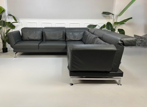 Brühl Moule Ecksofa Designer Sofa Couch Leder Grau